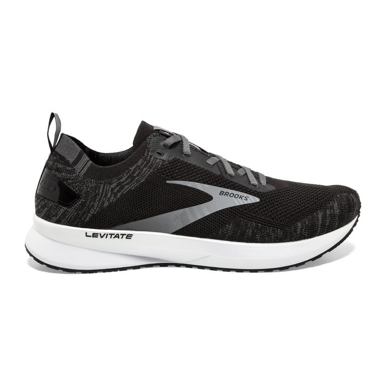 Brooks Levitate 4 Road Running Shoes - Men's - Black/Blackened Pearl/White (75084-WKUX)